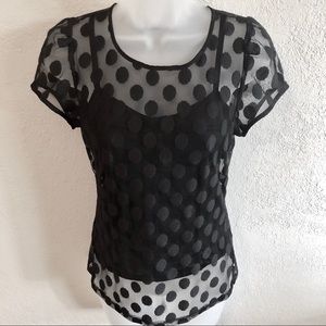 Black polkadot sheer top